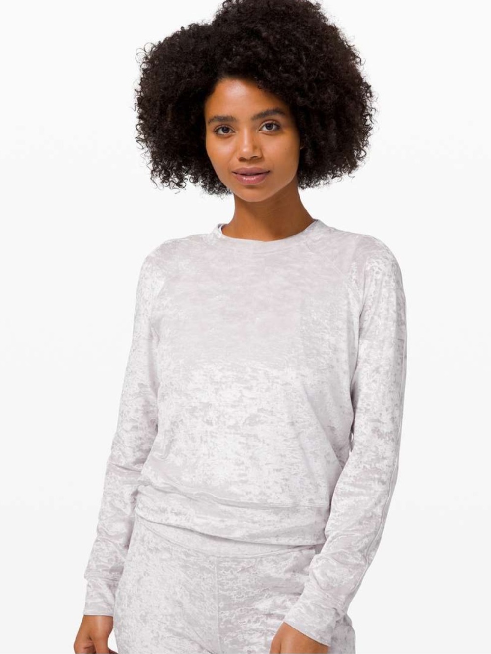 EUC Lululemon Warm Down Crushed Velvet Top in Chrome size 10